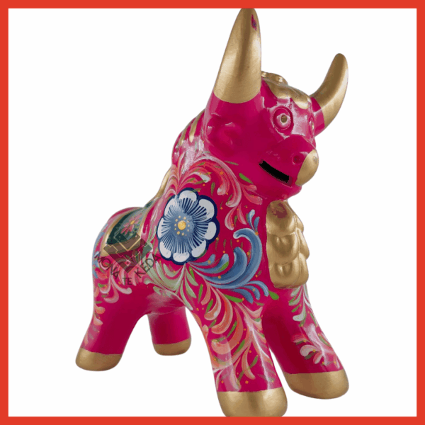 Torito de Pucará "color rosado oscuro" (Tamaño 4)