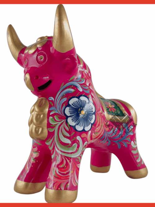 TORITO PUCARA FUCSIA Torito de Pucará "color rosado oscuro" (Tamaño 4)