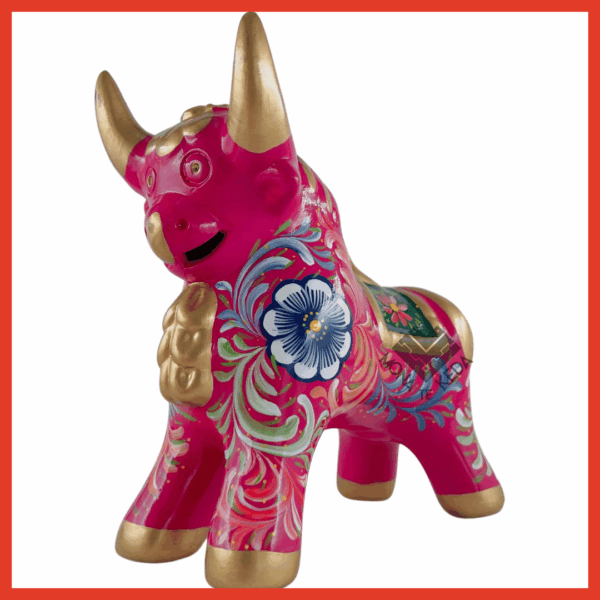 Torito de Pucará "color rosado oscuro" (Tamaño 4)