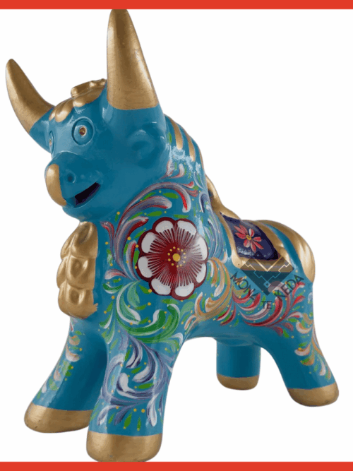 TORITO PUCARA TURQUESA Torito de Pucará "color celeste" (Tamaño 4)