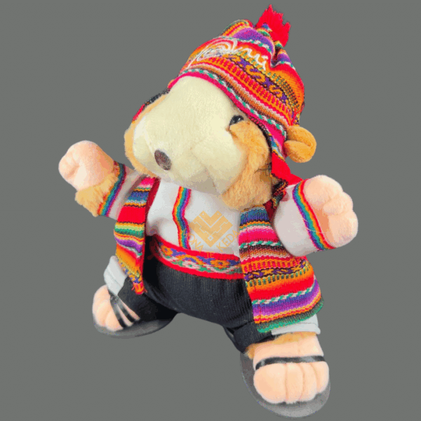 Cuy Peluche Andino – con Chullo y Poncho Tradicional (edición roja)