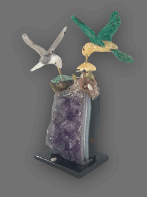 Pareja de colibrí piedra semipreciosa