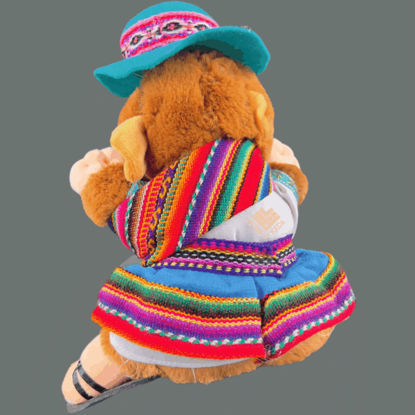 Cuy Peluche Andino – Mujer con Pollera Azul y Sombrero Tradicional (edición azul)