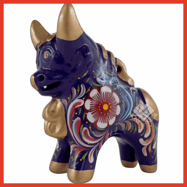 torito pucara morado Torito de Pucará "Noche Andina" (Tamaño 3)