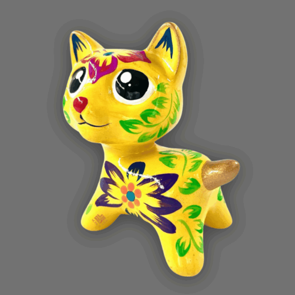 gatito de cerámica amarillo