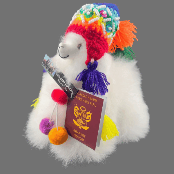 Llama Andina con chullo Tejido y Pompones (Versión Multicolor ,Tamaño 1)
