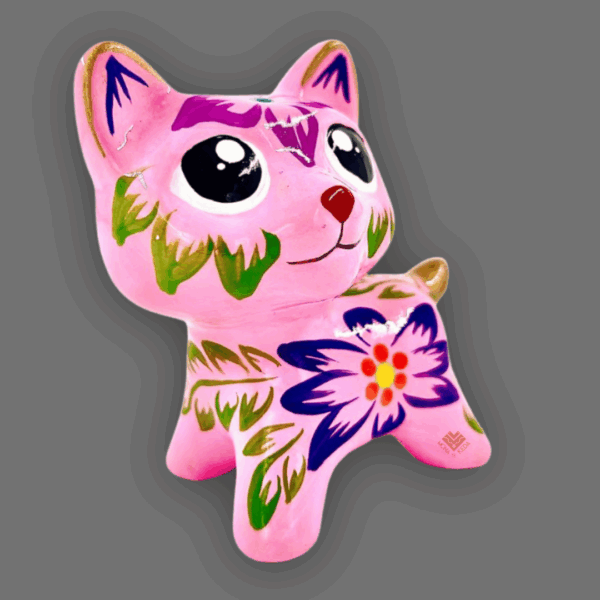 gatito de cerámica rosado