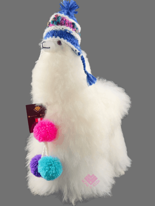 Llama Andina con chullo Tejido y Pompones (Tamaño 3)