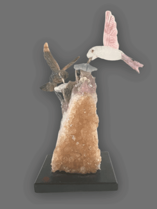 Pareja de colibrí piedra semipreciosa