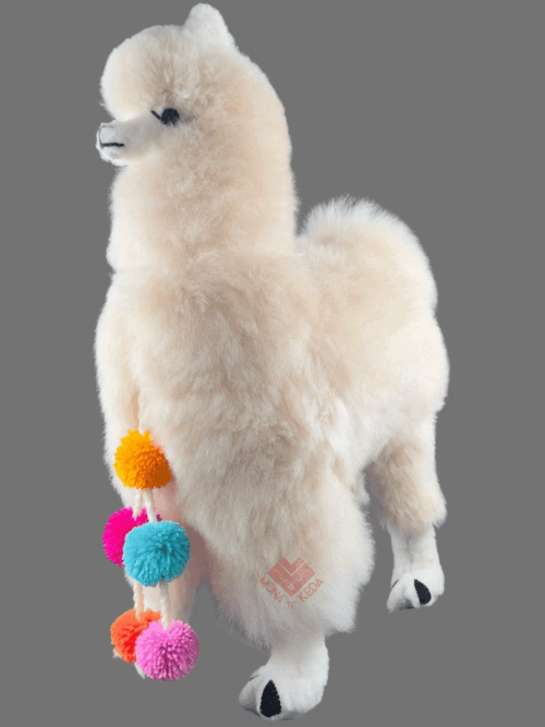 Llama Andina con Pompones Multicolores (Tamaño 4)