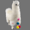 Llama Andina Blanca con Pompones Multicolores (Tamaño 4)