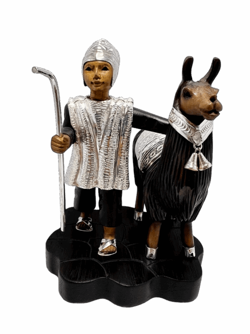 CAMPESINO CON LLAMA DE PLATA