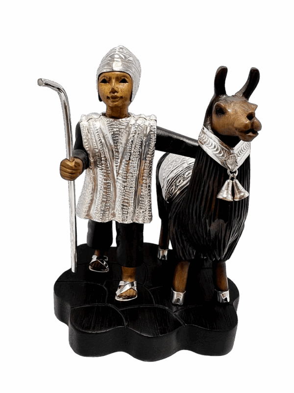 CAMPESINO CON LLAMA DE PLATA